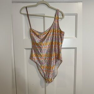 Missoni One-Piece Swimsuit in Yellow, Orange, Pink Chevron